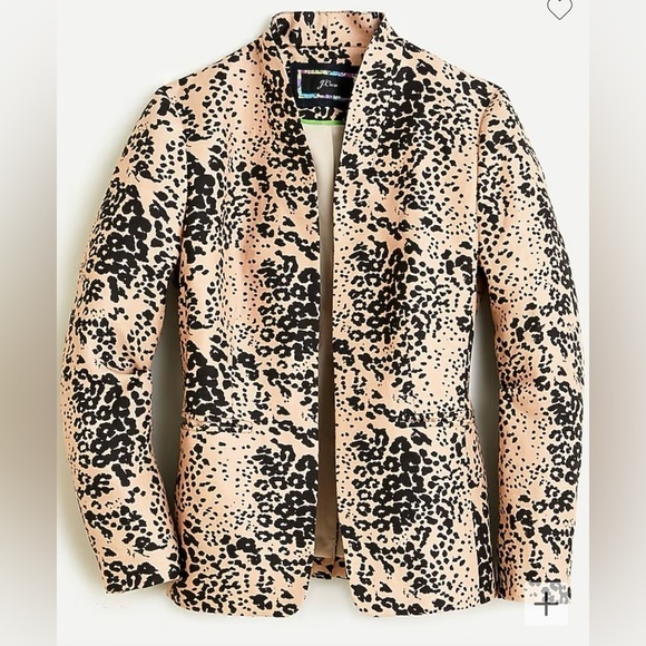 J. Crew Leopard Print Going Out Linen Blend Collarless Blazer - Picture 3 of 8